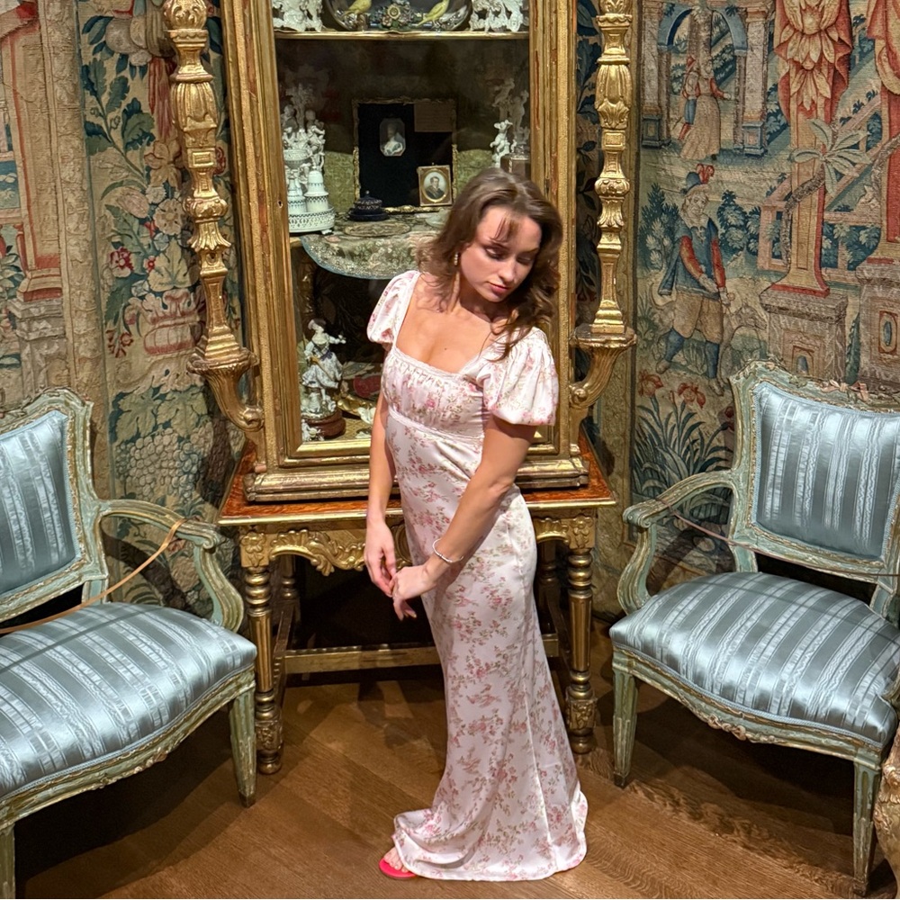 💕❤️ Altar’d State Satin Pink Floral Maxi Dress XXS – Like New! - Picture 3 of 5